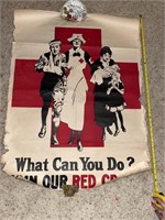 Two Red Cross WW1 posters (worn and torn)