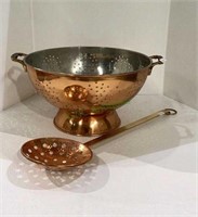Larger silver and gold tone pedestal strainer