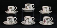 6 Satsuma Japanese Porcelain Cups & Saucers