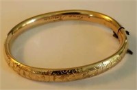 Antique Gold Plated Bangle Bracelet - 7" circ.