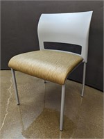 STEELCASE STACK SIDE CHAIR BROWN FABRIC GREY FRAME