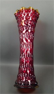 Fenton Ruby Red Rustic Funeral Vase "As Is"