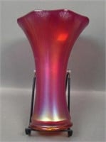 Imperial Red Stretch Glass Interior Panels Vase