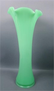 Fenton Jade Green Interior Panel Funeral Vase