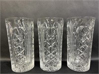 Three Pressed Clear Glass Drinking Cups