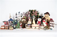 Christmas Decor- Wreath, Figurines, Ceramic Train