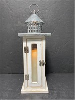 Wood & metal lighthouse candle lantern