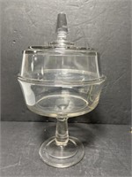 Large lidded glass pedestal dish