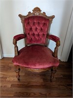 Victorian Arm Chair, Crushed Velvet on Casters
