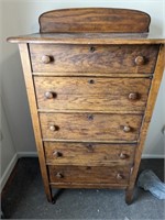 Early 20thc 5 Drawer Dresser, Casters & Keyholes