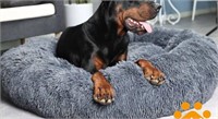 45"x45" Pet Dog Bed, Fluffy, Grey/Blue