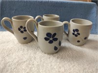 4 Williamsburg Pottery Salt Glazed Mug Cups