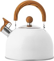 45$-Stove Top Whistling Tea Kettle, White Stovetop