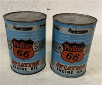 2 full Phillips 66 Aviation Engine Oil qt. cans