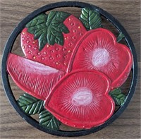 NEW-7" Round Vintage Cast Iron Table Mat-Straberry