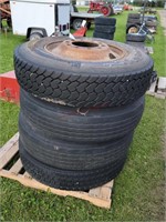 4- Used 11R24.5 Truck Rims & Tires
