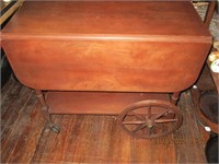 Vtg. Mahogany Drop Leaf Tea Cart w/1 Drawer