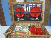 Wicker Picnic Basket with Contents