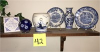 Lot of Blue and White Transferware with Windmill