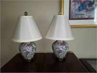 Pair of Asian Style Lamps with Shades