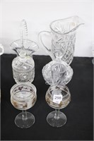 PINWHEEL WATER PITCHER, VASE, COVERED DISH, AND