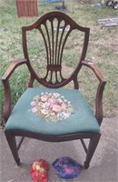 Lyre Back Chair w/Needlepoint Seat