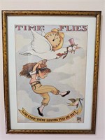 Framed Artwork 1982 Time Flys 16 x 21"T