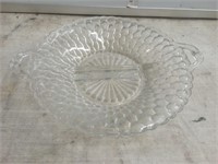 Vintage Divided Glass Dish with handles