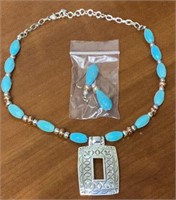 Turquoise necklace with earrings