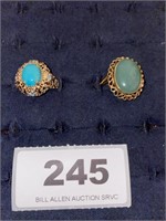 2 sterling rings with blue/green stones
