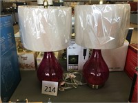 PAIR CRACKLE GLASS ACCENT LAMPS