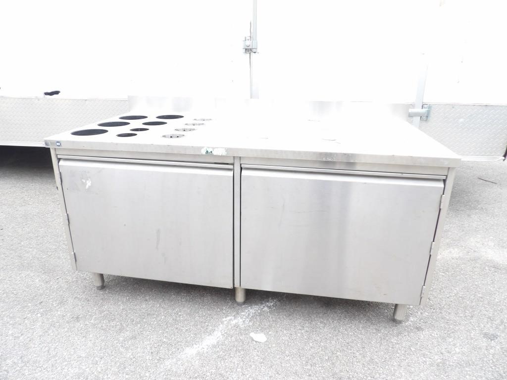 64" Stainless Steel table for condiments with sto