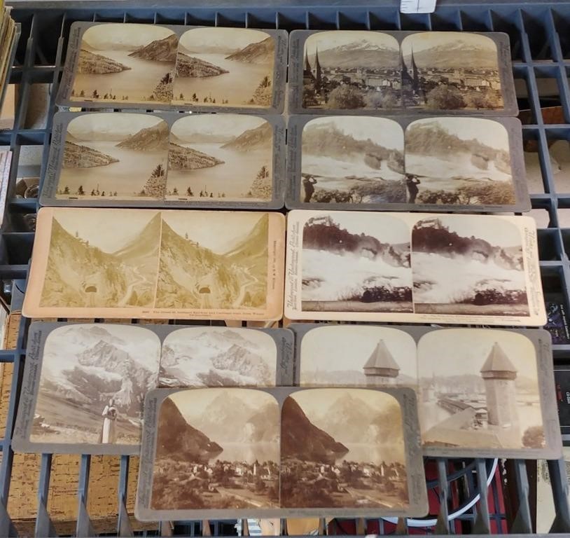 9 ANTIQUE STEREOVIEW CARDS