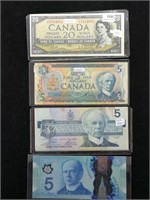 Canadian $5 and $20 Bills
