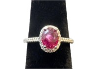 Pink Sapphire and Diamond Ring 18kt