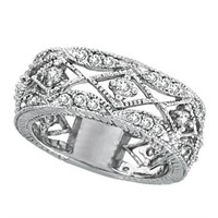Antique style Style Diamond Ring Filigree Band in