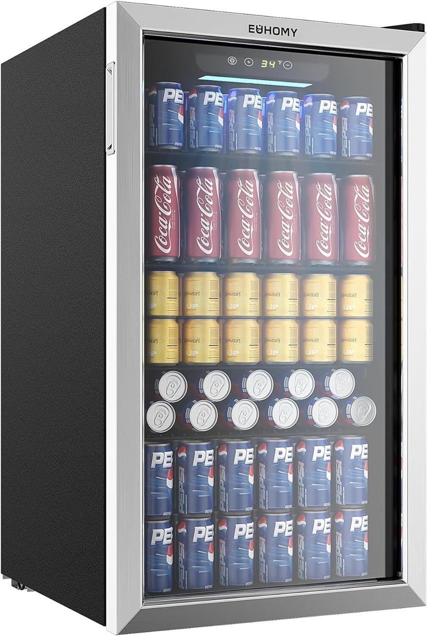 EUHOMY Beverage Refrigerator  126 Can  Silver