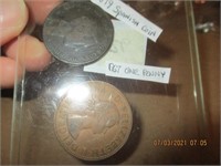 1879 Spanish Coin and 1967 Large One Penny