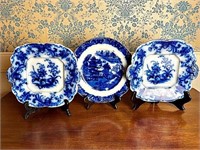 19th C. FLOW BLUE CHINA PLATES (3)