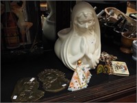 Eight religious items including a Madonna