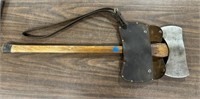 Double Headed Stanley 3 1/2" Ax w/Leather Cover