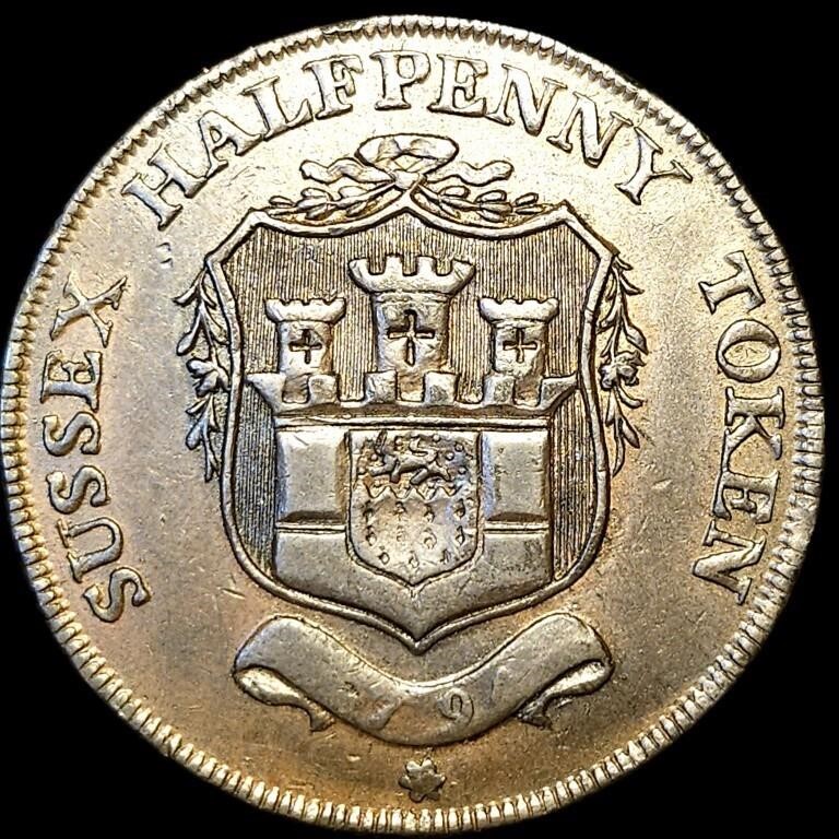 1794 Sussex Halfpenny Conder Token - XF+