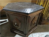 OCTANGULAR SLATE TOP END TABLE