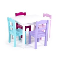 Humble Crew Kids Wood Table and 4 Chairs Set,