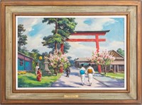 M. E. Wien "Springtime in Kyoto" Oil on Canvas