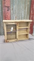 Small wood  cabinet w/ shelves & screen door