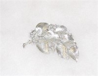 Lisner Silver Tone Textured Leaf Berry Brooch