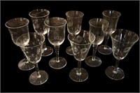 9pc Etched Glasses