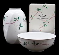 2pc Christopher Stuart Bone China Bowl & Vase