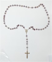 Vintage Sterling Rosary Cross Lilac Amethyst 35"